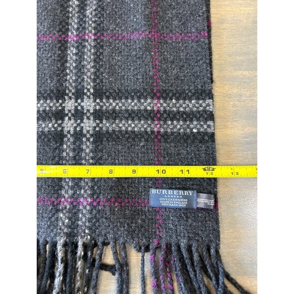 Burberry London 100% Cashmere Check Plaid Dark Charcoal Gray - Picture 7 of 9